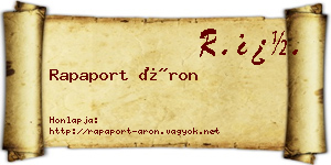 Rapaport Áron névjegykártya